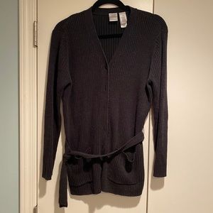 Black tie waist cardigan